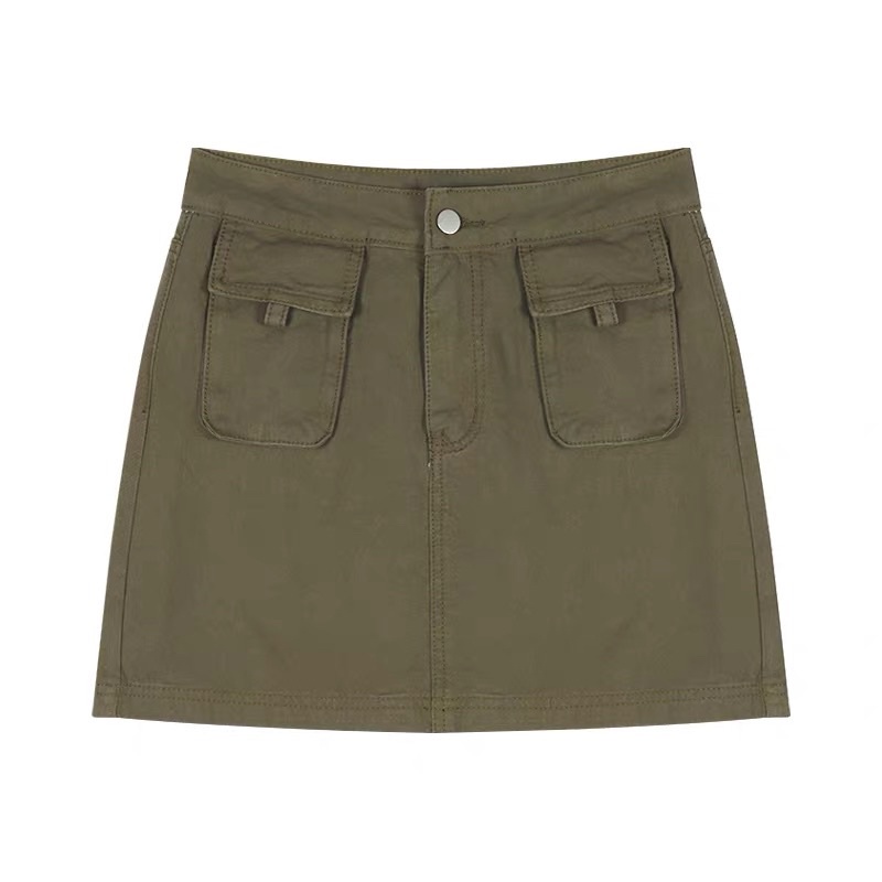 Chân Váy Denim Phối Túi Hộp Dáng Ôm Phong Cách Ullzang