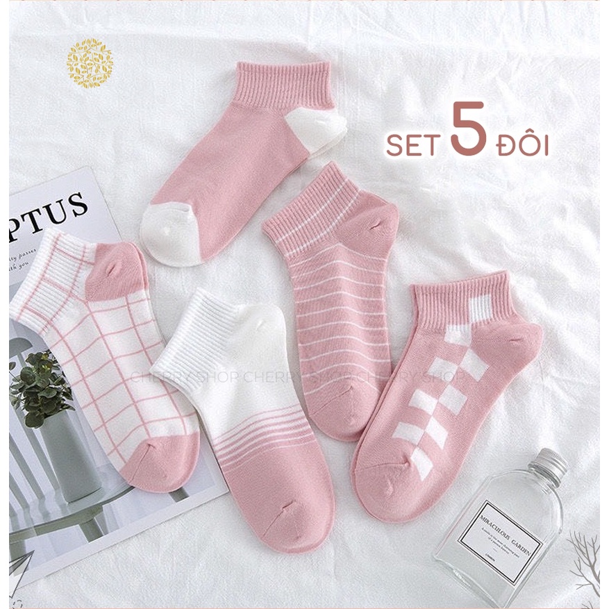 5 đôi tất cổ thấp chống trượt phong cách hoạt hình xinh xắn thời trang Hàn Quốc cho nữ