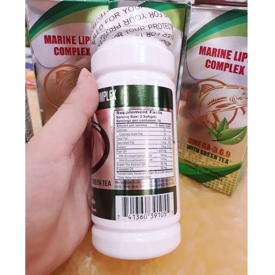 Viên dầu cá của Mỹ - OMEGA 369 WITH GREEN TEA NuHealth