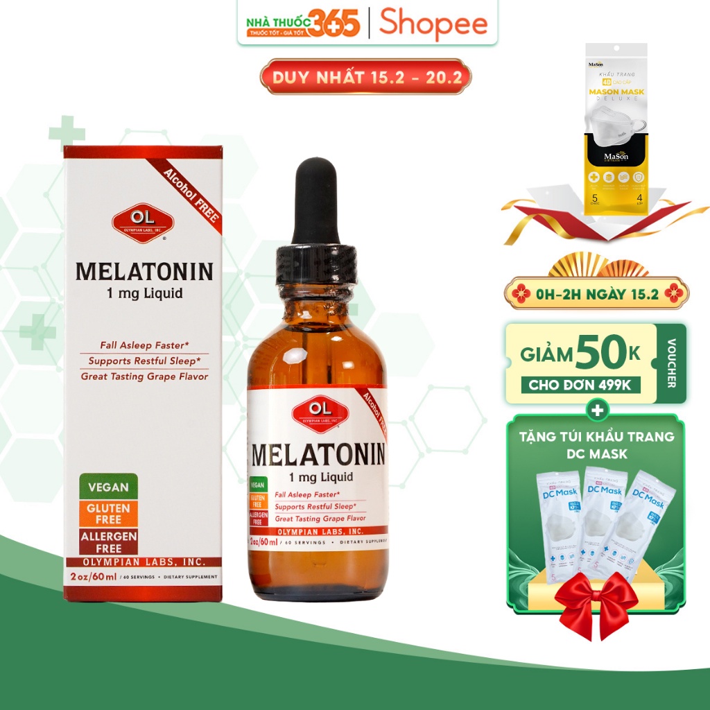 Thực Phẩm Chức Năng Olympian Labs Melatonin 1mg Hỗ Trợ Điều Hoà Và Cải Thiện Giấc Ngủ 60ml