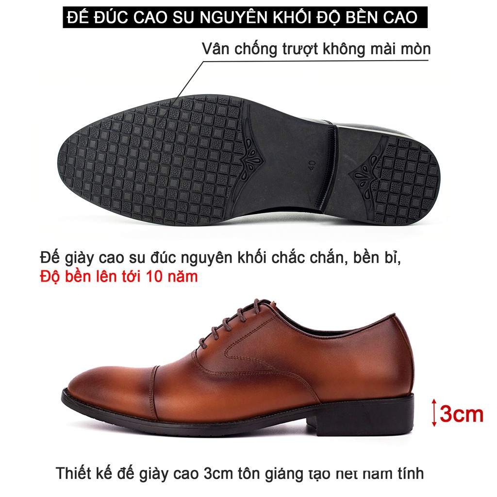 Giày nam oxford công sở da bò nappa cao cấp màu nâu G106- Bụi leather- hộp sang trọng -Bảo hành 12 tháng