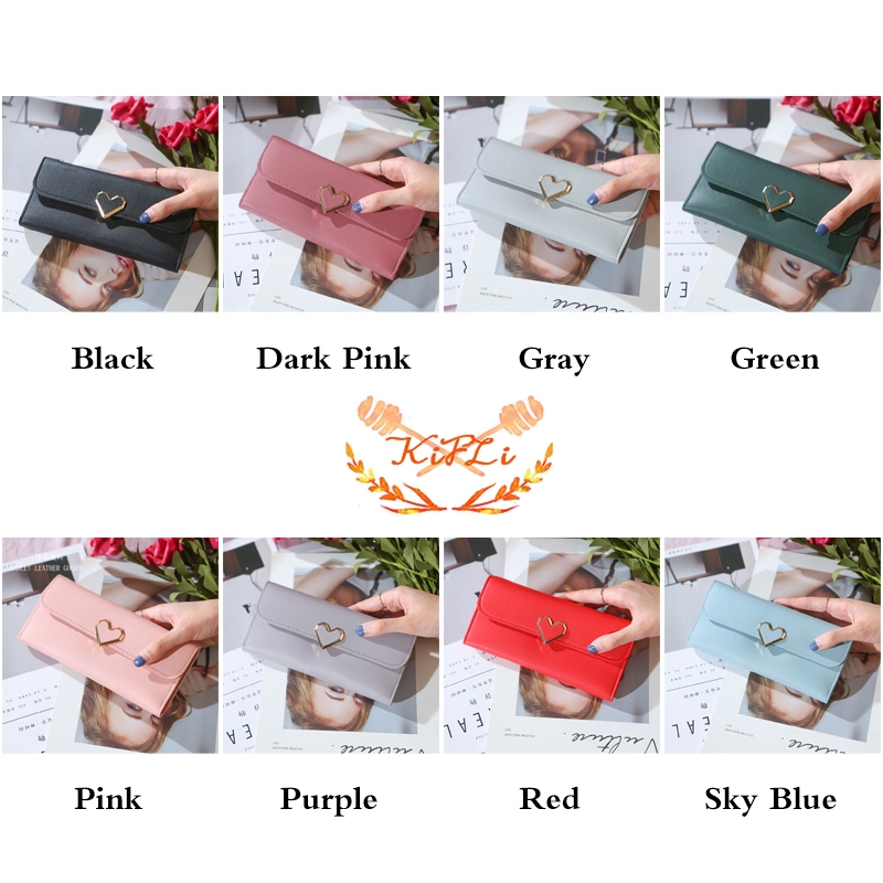 Ví Da Dài Thời Trang Thiết Kế Khoá Hình Trái Tim Cho Nữ