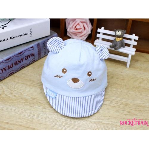 Mũ lưỡi trai họa tiết gấu phối kẻ sọc đáng yêu cho bé