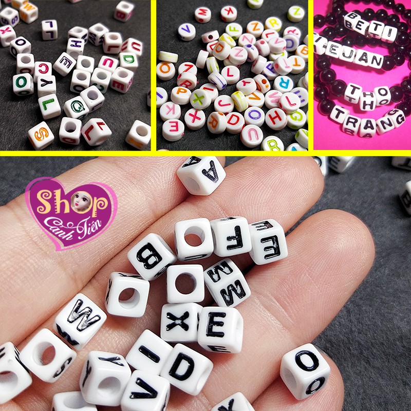 Hạt Chữ, Hạt Số Vuông, Tròn Nhiều Màu Làm Vòng Thủ Công (Gói 20Gr)