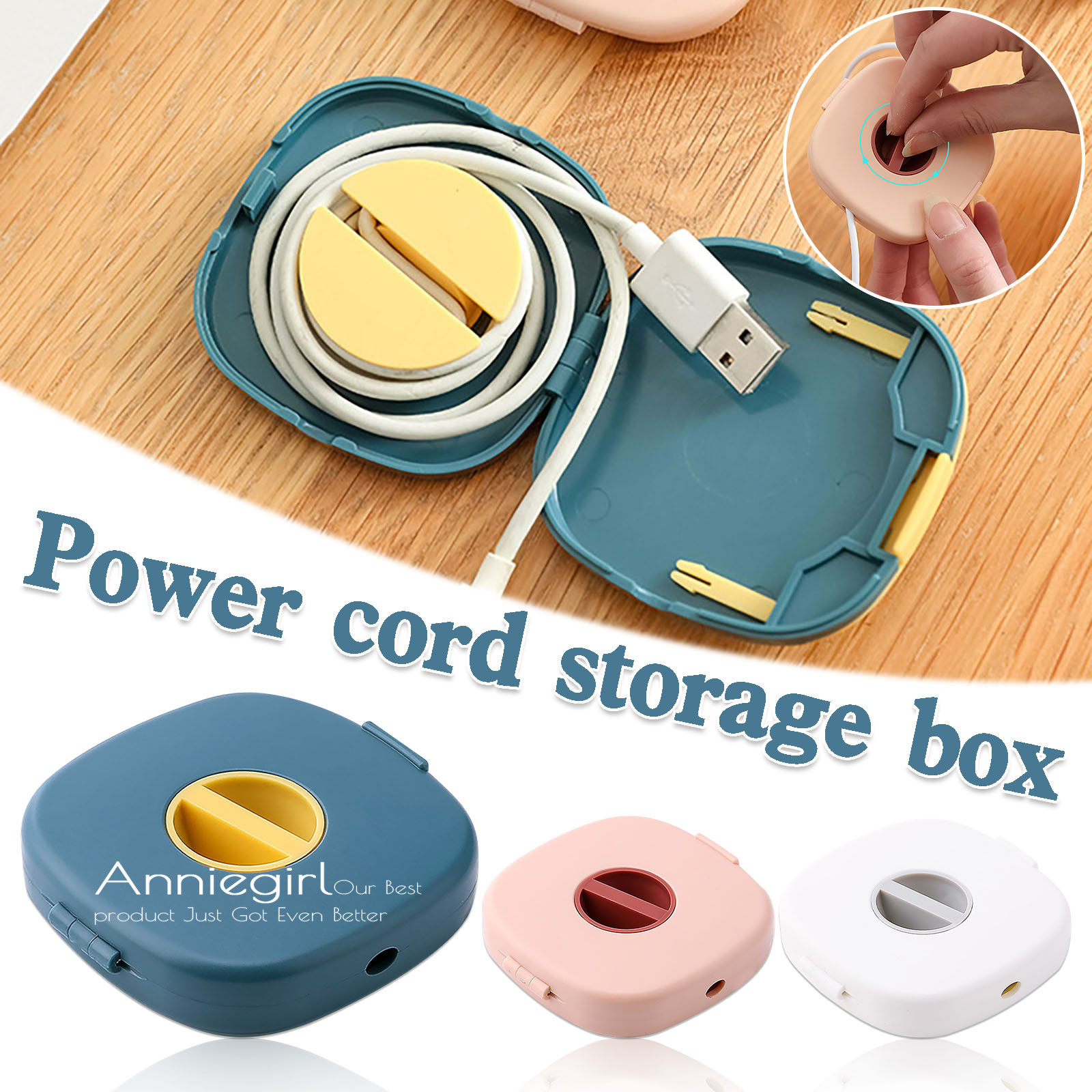 Rotatable Cable Storage Box Extendable Wire Cord Organizer Data Winder Management Multifunction Portable Organiser