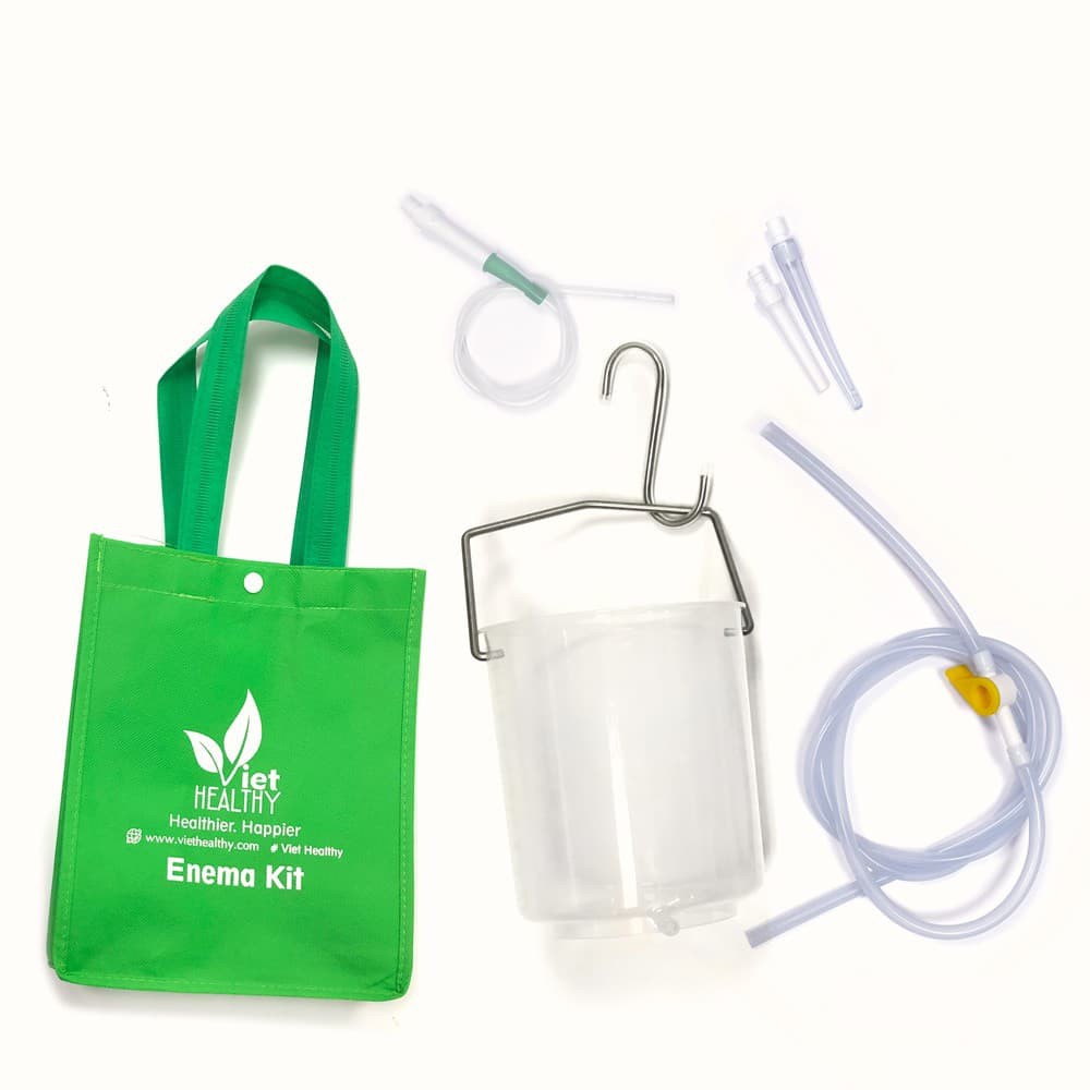 Bộ Coffee Enema bình nhựa dây vòi silicone