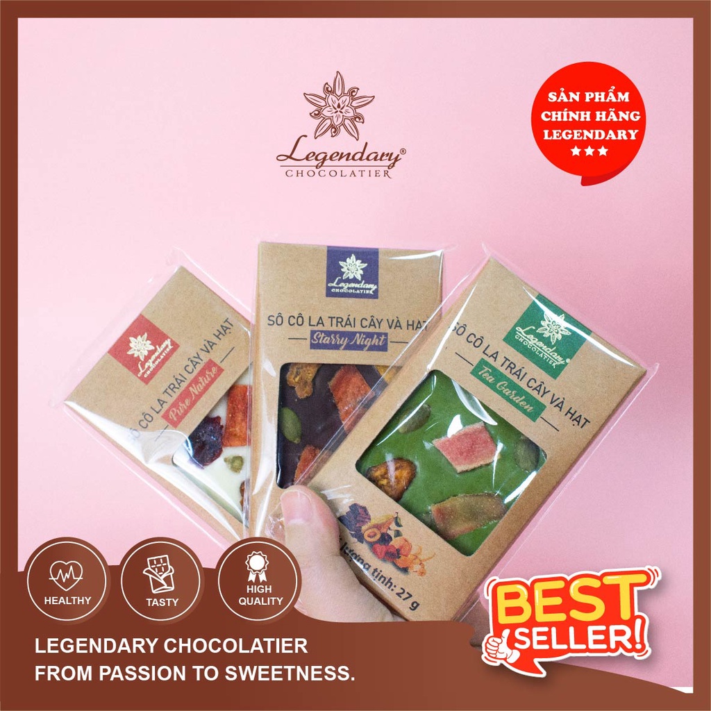 Bộ Sưu tập socola thanh 27g mix trái cây và hạt ngọt thanh chua nhẹ dễ thưởng thức ăn vặt nội địa