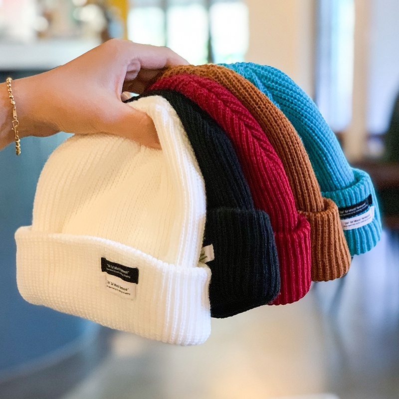 Mũ len màu đen phong cách thời trang thu đông Nhật Bản dành cho nam