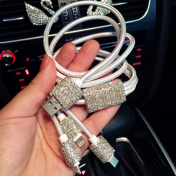 Cáp Sạc 3 Đầu Đính Đá Cao Cấp