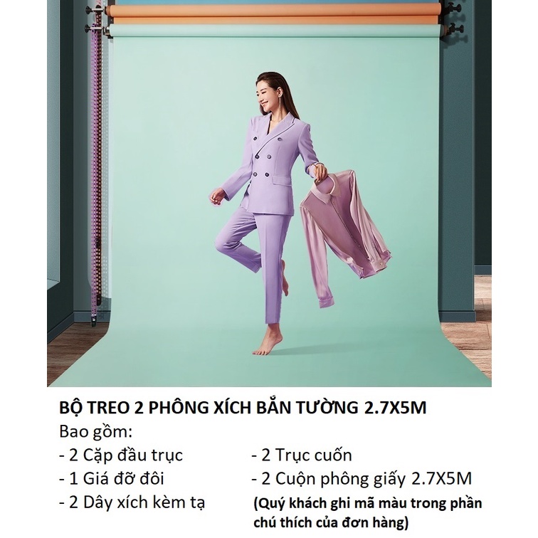 COMBO Khung Treo 2 Phông Kéo Xích + 2 Phông giấy 5M/10M, Phông Nền Studio Chuyên Nghiệp, Background Chụp Ảnh