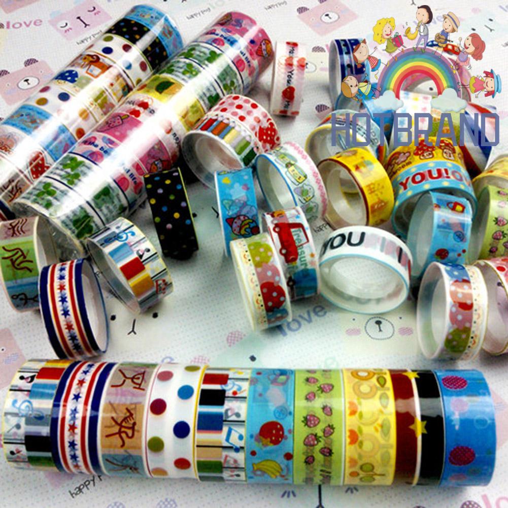 Set 10 Cuộn Băng Dính Washi 1.5cmx2.5m Trang Trí