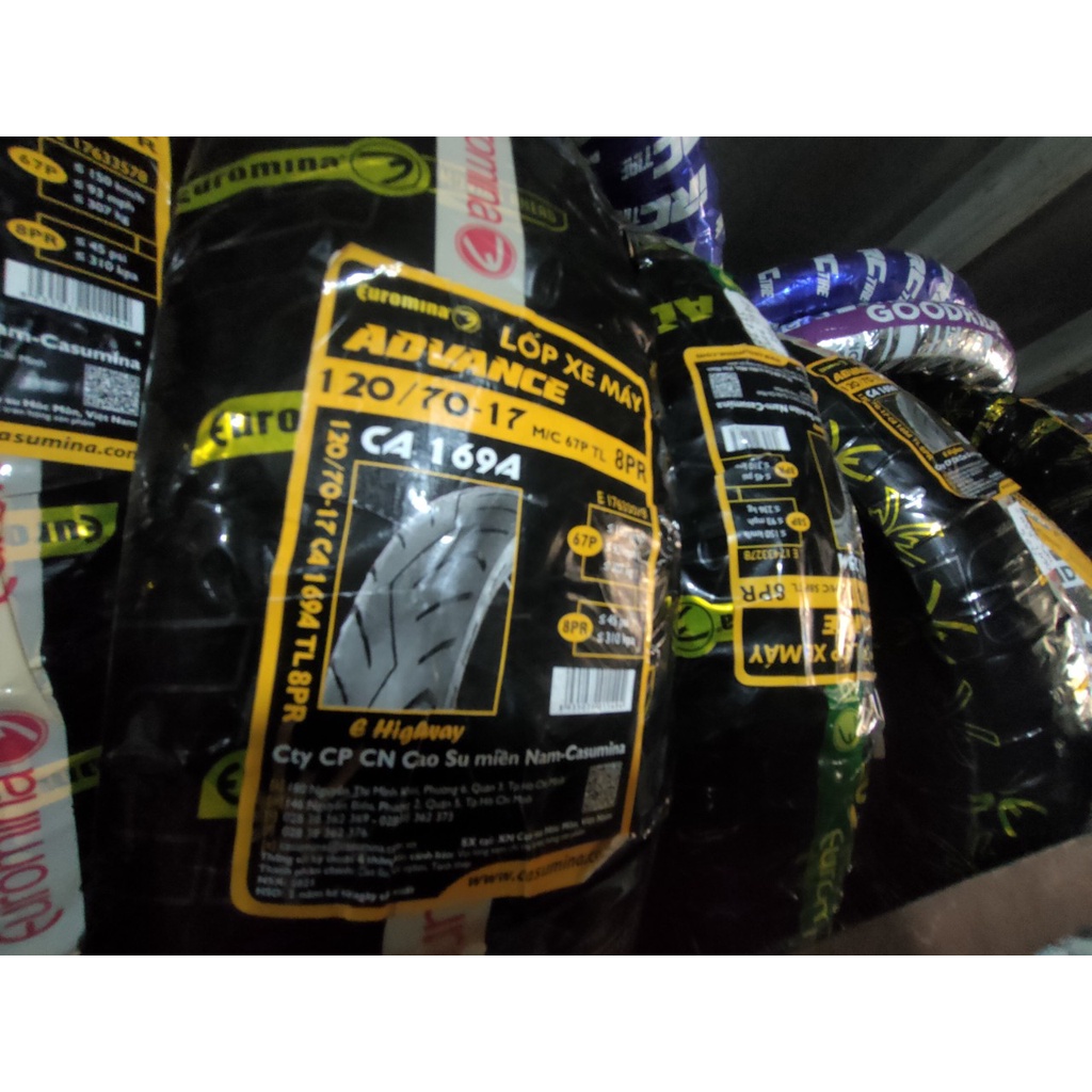Lốp  120/70-17EUROMINA 8 lớp bố sau Exciter 150  không dùng ruột