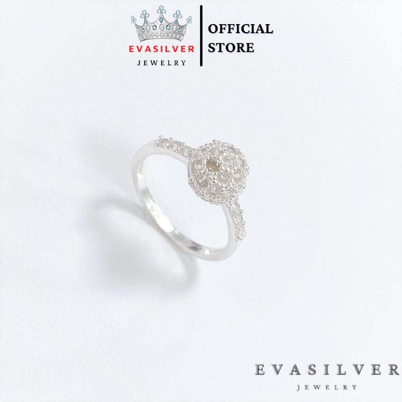 Nhẫn nữ bạc ta mặt hình cầu gắn đá - Nhẫn nữ chất liệu bạc ta sang trọng