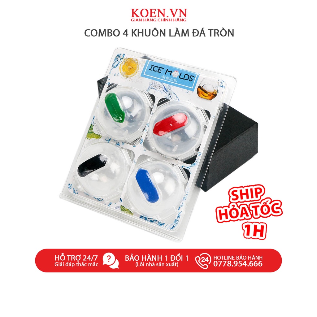 Khay Đá Tròn KOEN Khay Làm Đá Hình Cầu Đường Kính 5cm Chất Liệu Nhựa PP Và Silicon