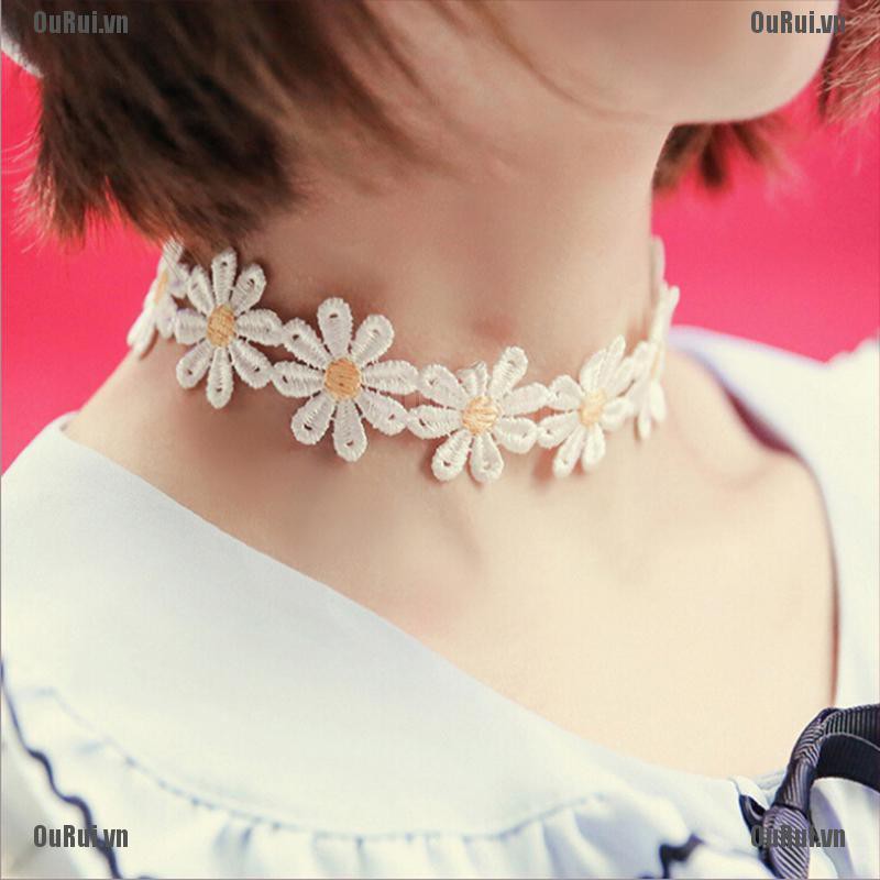 Vòng Cổ Choker Họa Tiết Hoa Cúc Vàng Trắng Xinh Xắn Cho Nữ