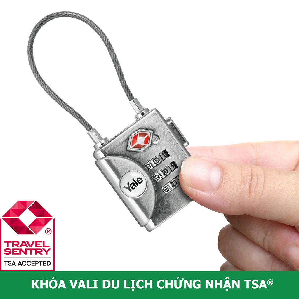 Ổ khóa vali du lịch Yale YTP3/32/350/1 đạt chứng nhận TSA màu bạc