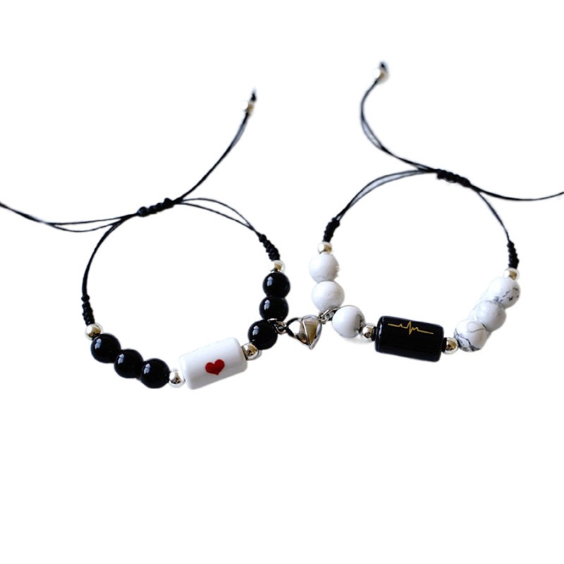 Set 2 vòng tay đính đá phong cách vintage cho cặp đôi