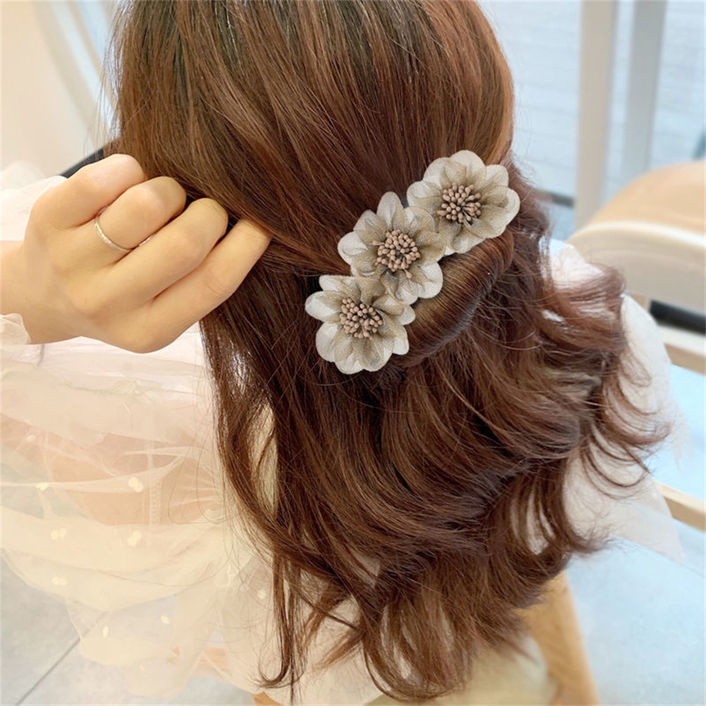 Kẹp Tóc Chiffon Đính Hoa Diy Thời Trang Cho Nữ