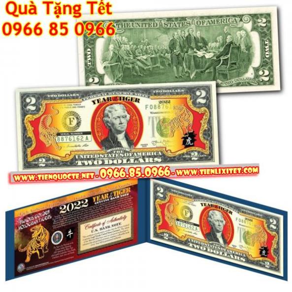 Tiền 2 USD Hình Con Hổ Vàng Kỷ Niệm Tết 2022 - In Hình Ông Cọp Vàng Kỷ Niệm Năm Nhân Dần