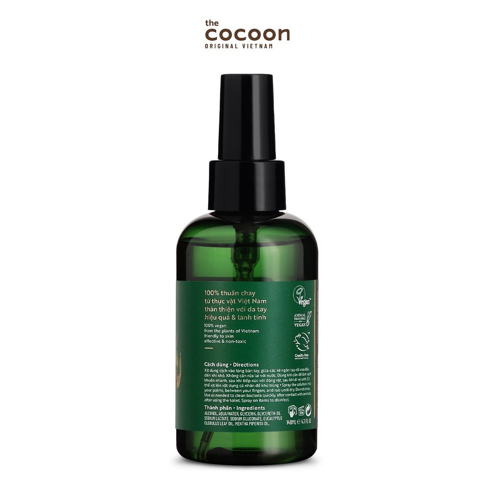 Nước rửa tay khô khuynh diệp và bạc hà Cocoon 140ml