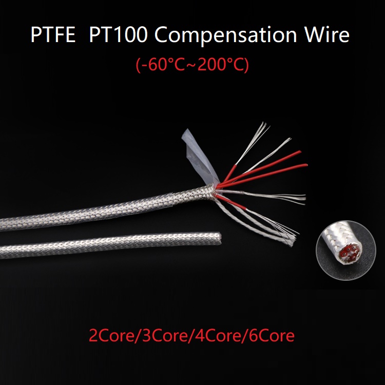 2Meter - Dây bù PT100 2 3 4 6 Lõi Cách điện PTFE Đồng mạ bạc Tấm chắn tín hiệu Đường dây tín hiệu Cáp cảm biến điện trở nhiệt