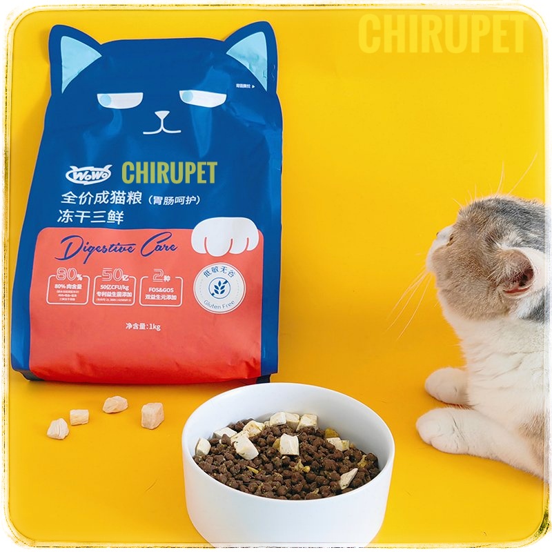 Thức Ăn Mèo Hạt WOWO Bảo Vệ Đường Ruột Bổ Xung Lợi Khuẩn Probiotics Mix Topping Gà,Rong Biển,Cá Tuyết,Tôm,