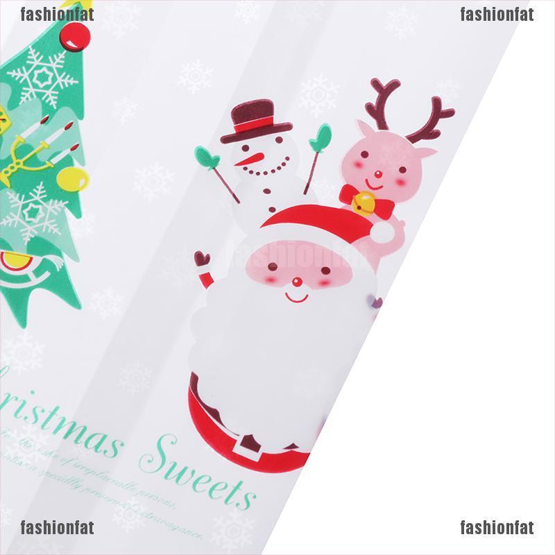 [Iron] 50PCs Christmas Bag Cellophane Cookie Merry Christmas Biscuit Cookie Candy Bag [VN]