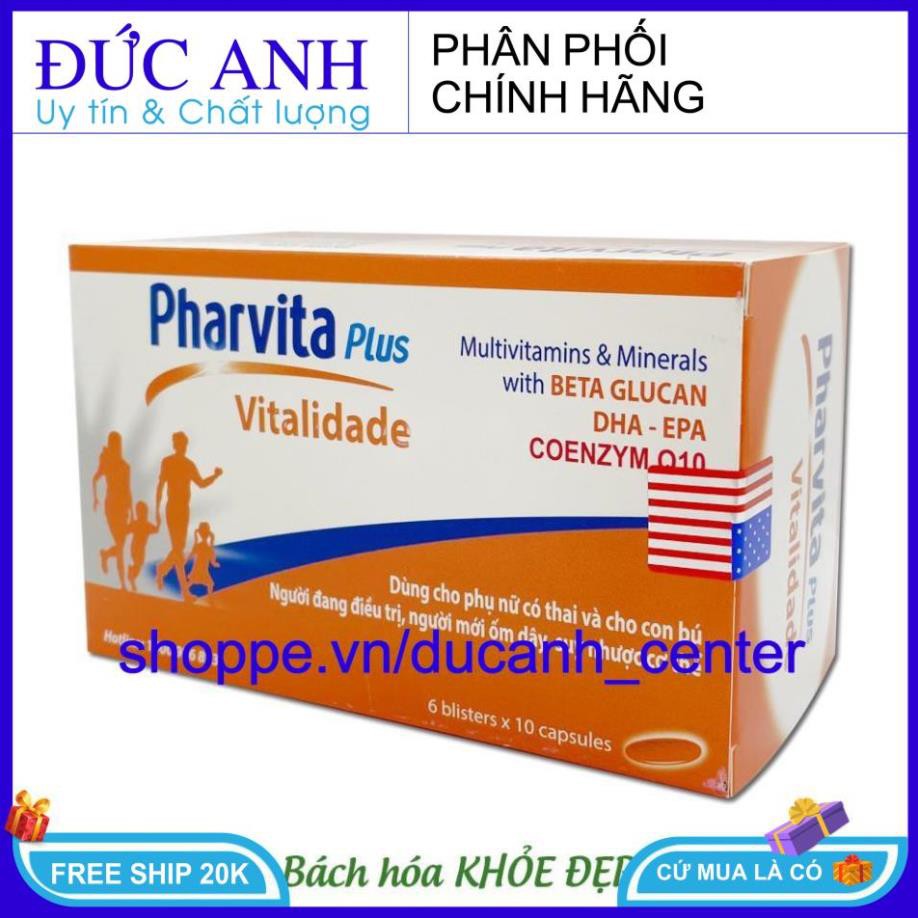 Viên uống Pharvita Plus Vỉ 60 viên  bổ sung vitamin tổng hợp bồi bổ cơ thể, tăng cường sức đề kháng