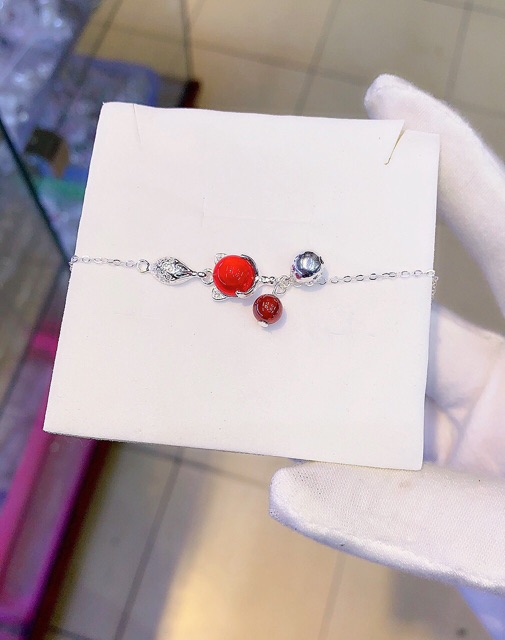 Lắc tay dây mềm hồ ly nhiều màu bạc thật