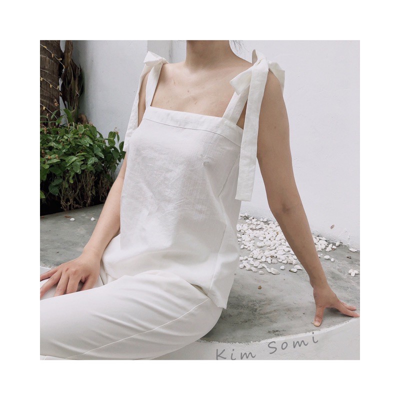 [Thanh lý] Áo linen dây nơ