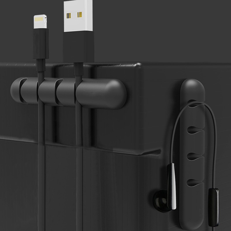 4/7Channel Cable Organizer Silicone USB Cable Winder Cable Management Clips