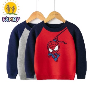 Áo len bé trai họa tiết người nhện 2 lớp phong cách hàn quốc Famby