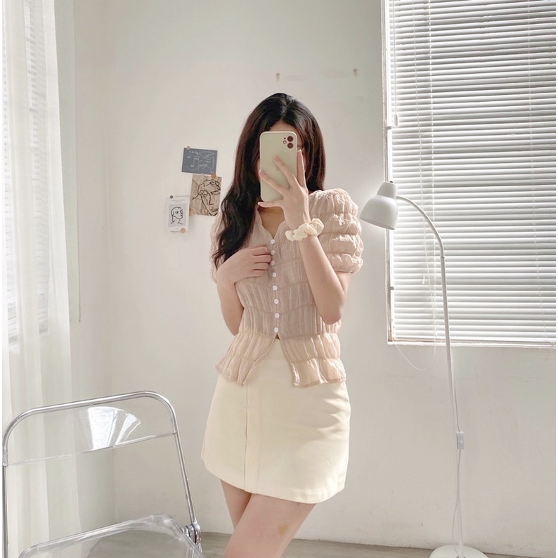 [HÀNG SẴN]ÁO THUN CÚC DỌC LI NHÚN CỔ V 3002 SIÊU XINH