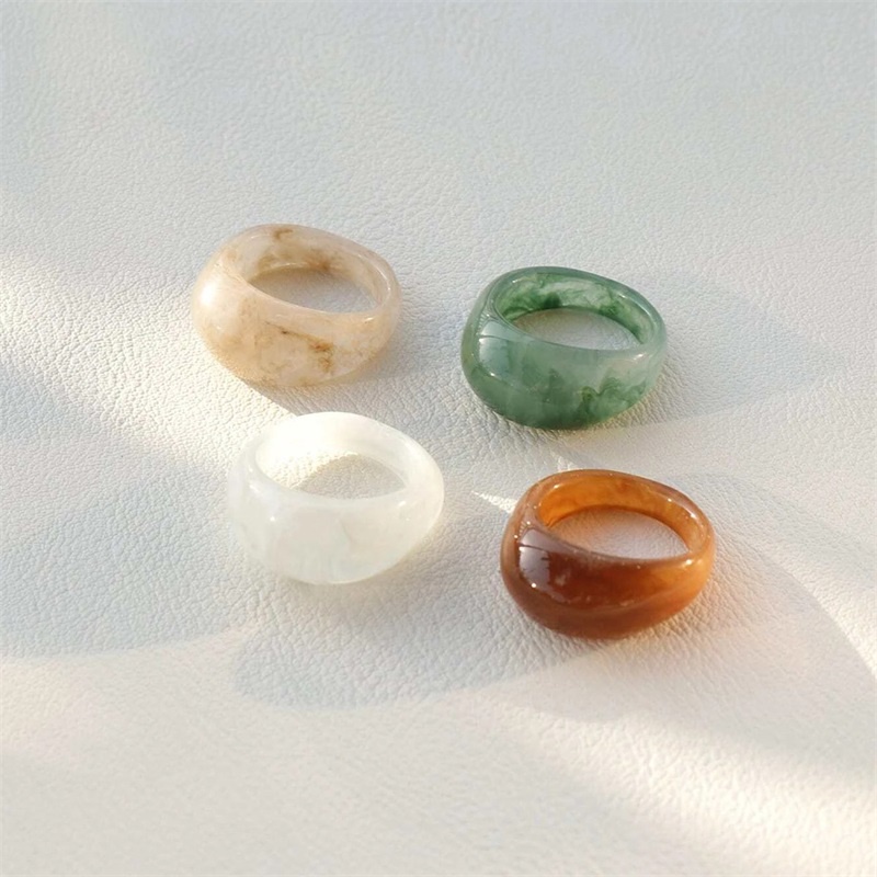 Nhẫn Đeo Tay Bằng Resin Trong Suốt Phong Cách Retro Hàn Quốc Sáng Tạo