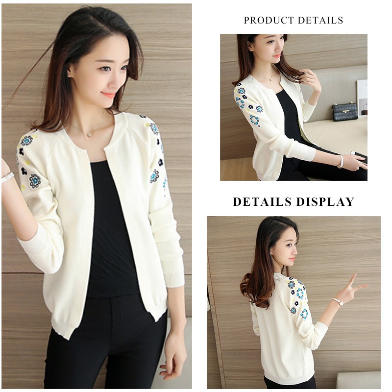 Áo Khoác Cardigan Thêu Hoa Phong Cách Hàn Quốc Thanh Lịch Dành Cho Nữ