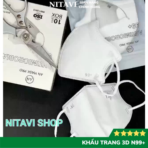 Khẩu trang 3d N99+ khẩu trang 5 lớp y tế AN MASK PRO chống bụi mịn, kiểu dáng ôm gọn mặt