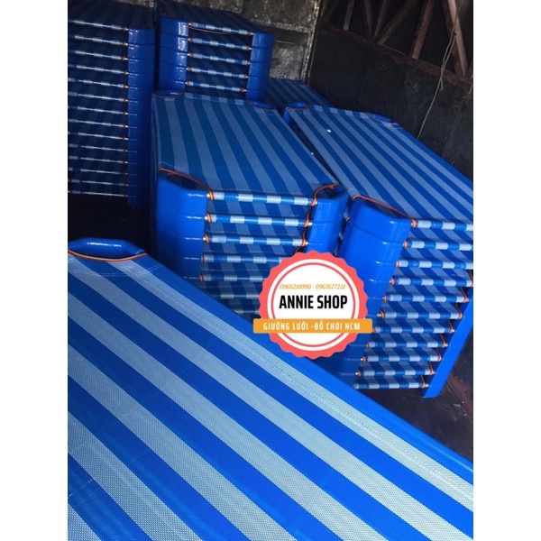 Giường lưới trẻ em mầm non XANH DƯƠNG, 2 Thanh đỡ lưng inox (Ảnh Thật) dùng cho bé mầm non