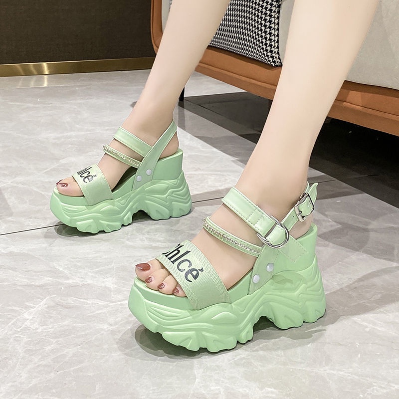 Sandal Đế Xuồng Dày Dặn Đính Đá Thời Trang Mùa Hè 2023 dép nữ 11cm