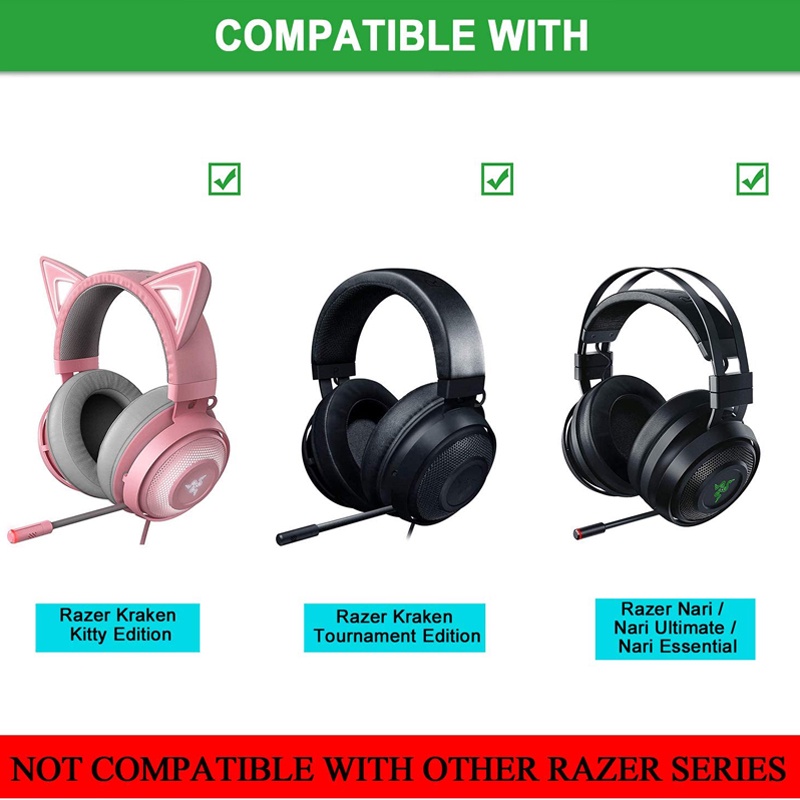 1 Cặp Miếng Đệm Tai Nghe Razer Nari 7.1 THX Ultimate Essential Kraken Kitty