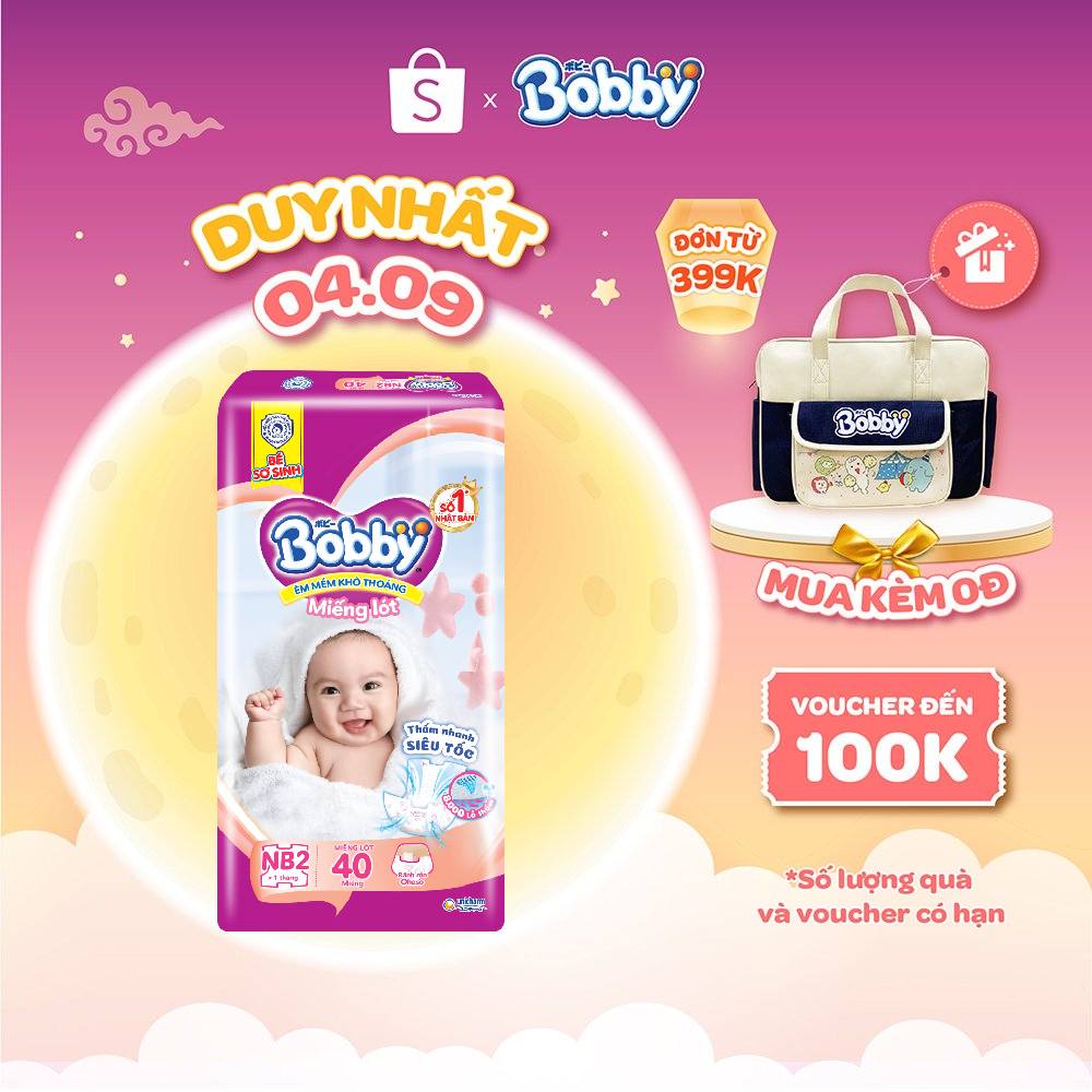 Miếng lót sơ sinh Bobby Newborn 2-40 miếng