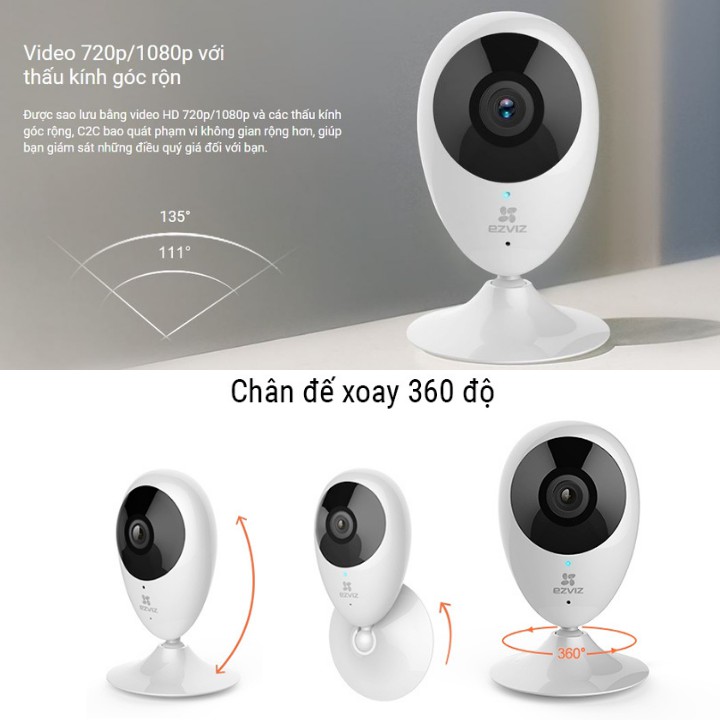 Camera Wifi, Camera Ezviz CS-CV206 1080P/720P , đàm thoại 2 chiều , cảnh báo chuyển động , bảo hành chính hãng !