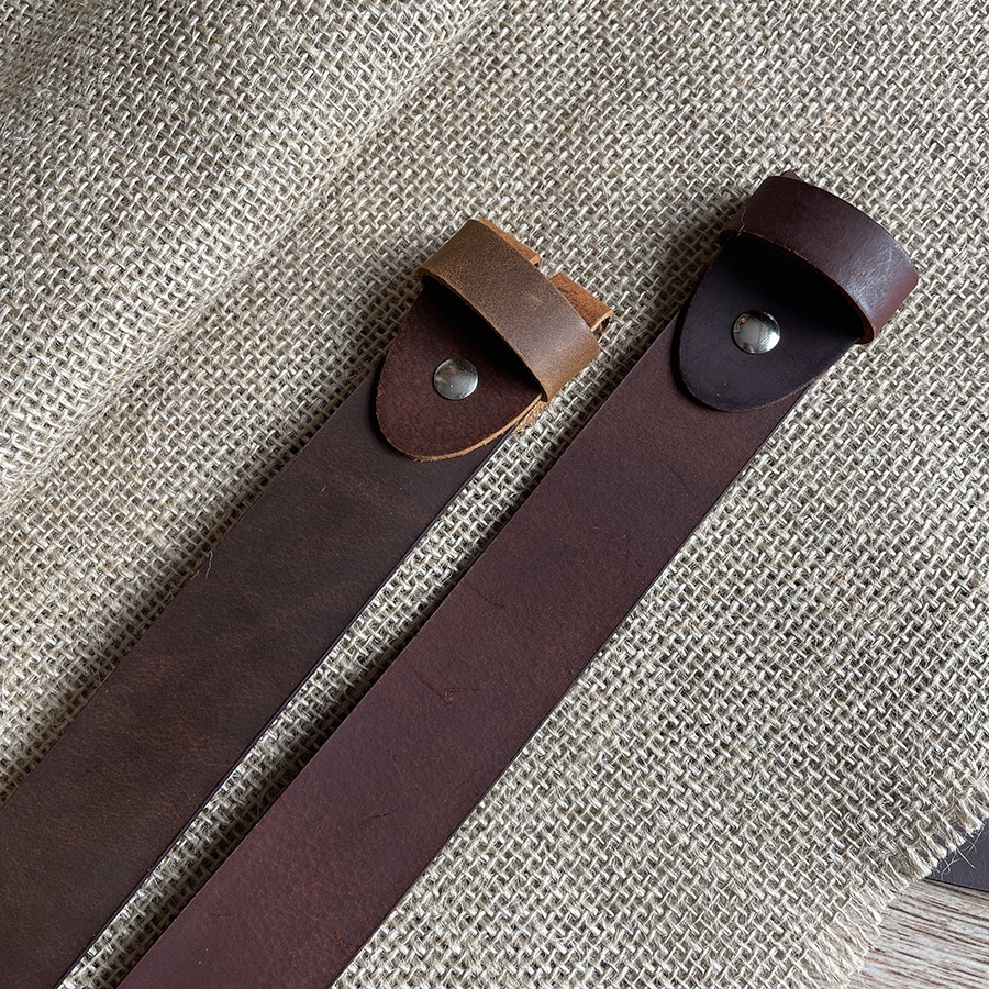 Dây Nịt Da Bò Thắt Lưng Nam Da Bò Sáp Ngựa Điên Không Mặt Khóa D259 Bản Rộng 3.4cm và 3.7cm