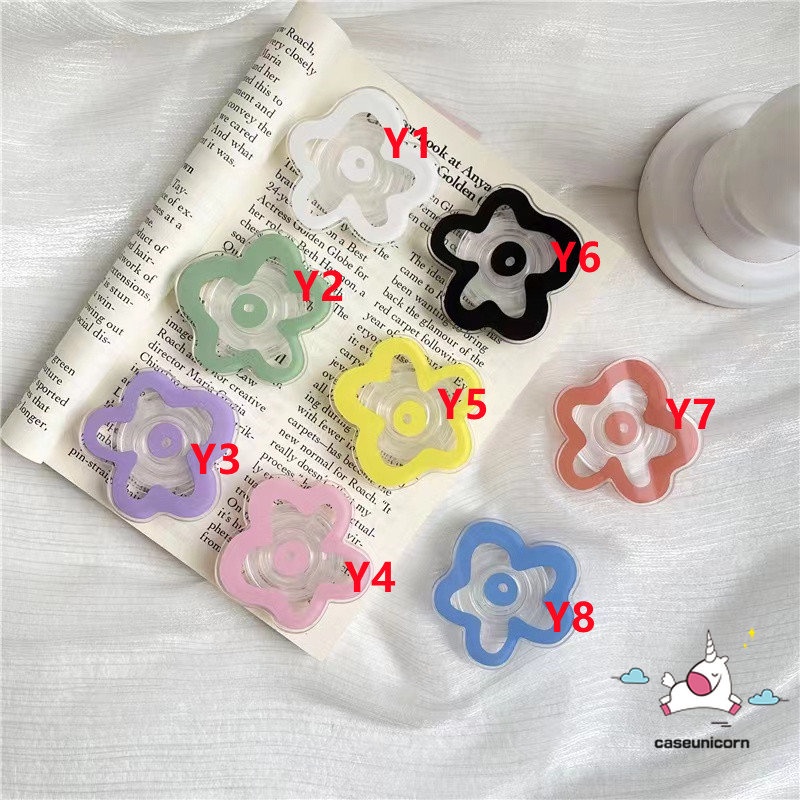 Giá Đỡ Điện Thoại Trong Suốt Hình Bông Hoa Màu Kẹo Ngọt Có Thể Gập Lại Tiện Dụng