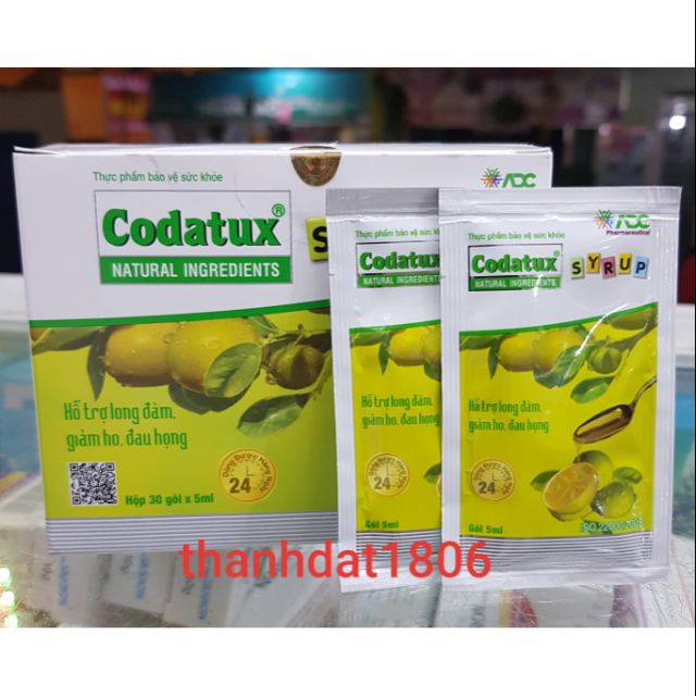 ( hộp 30 gói) Codatux syrup hỗ trợ long đàm giảm ho