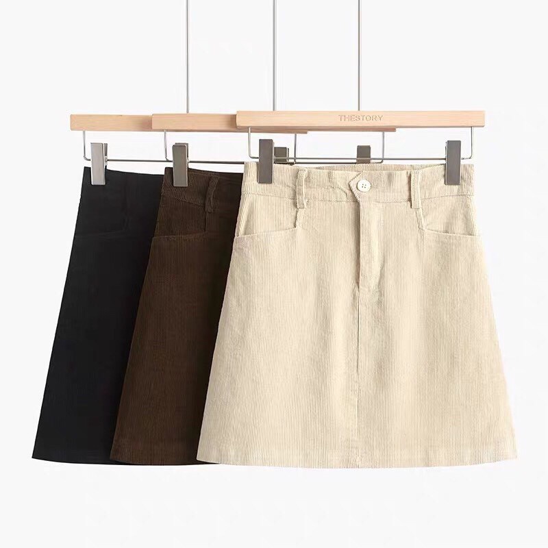 Chân Váy A Cạp Cao Có quần trong vải nhung cực đẹp, chân váy nhung chữ A hot hit | BigBuy360 - bigbuy360.vn