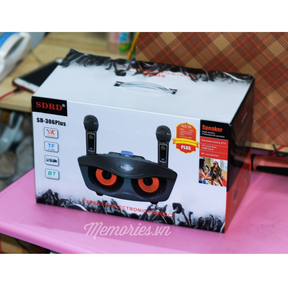 Loa karaoke bluetooth di động Hoco BK9/BS41 / SDRD SD-306 plus mắt cú mèo, chính hãng chất lượng cao kèm 2 Mic cực nhẹ
