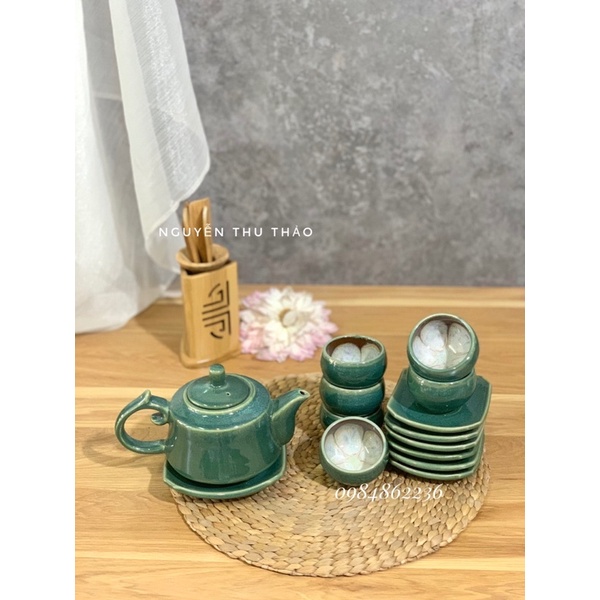 Bộ ấm chén men hoả biến CẨM THẠCH Bát Tràng