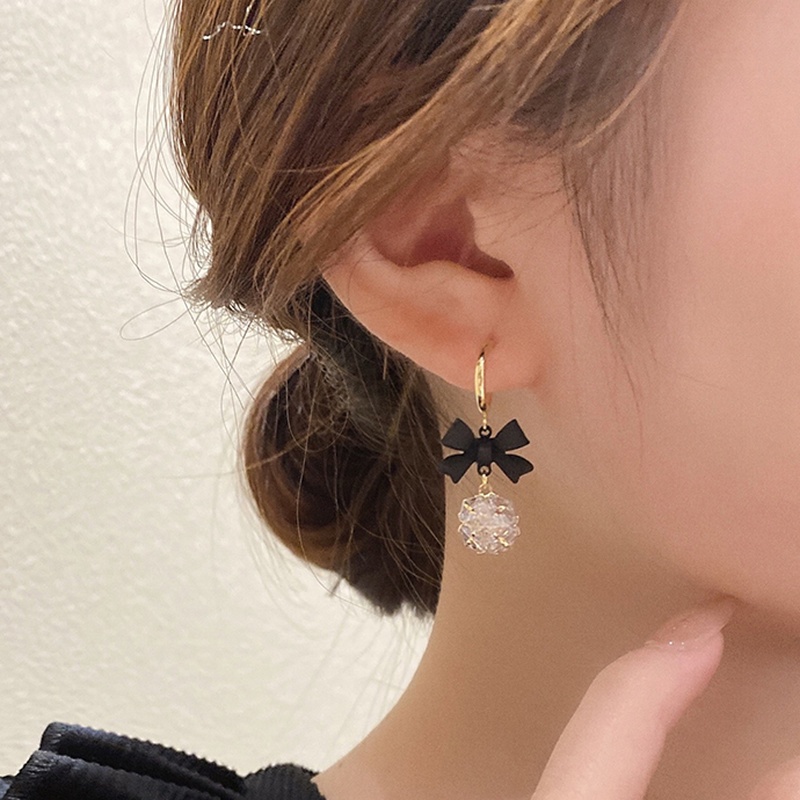 Khuyên tai mặt nơ đính đá zircon thời trang thanh lịch cho nữ