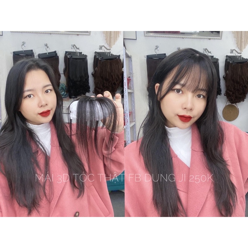 Tóc mái thưa 3D siêu da đầu tóc thật( ảnh thật khách sd tại shop)