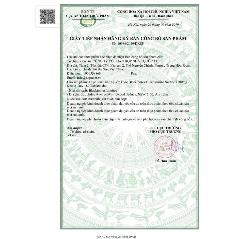 Bổ xương khớp Blackmores Glucosamine sufate 1500 one-a-day